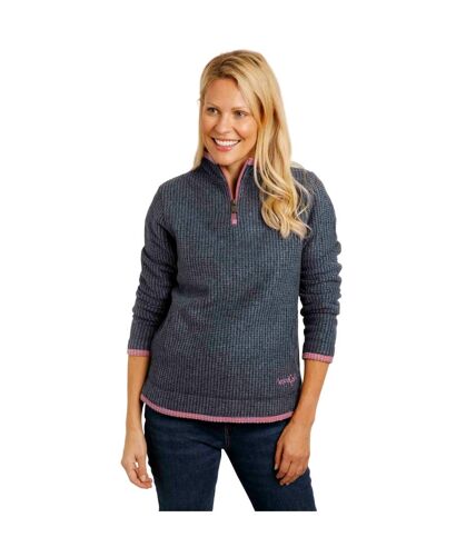 Womens/ladies beye grid eco friendly quarter zip fleece top navy Weird Fish