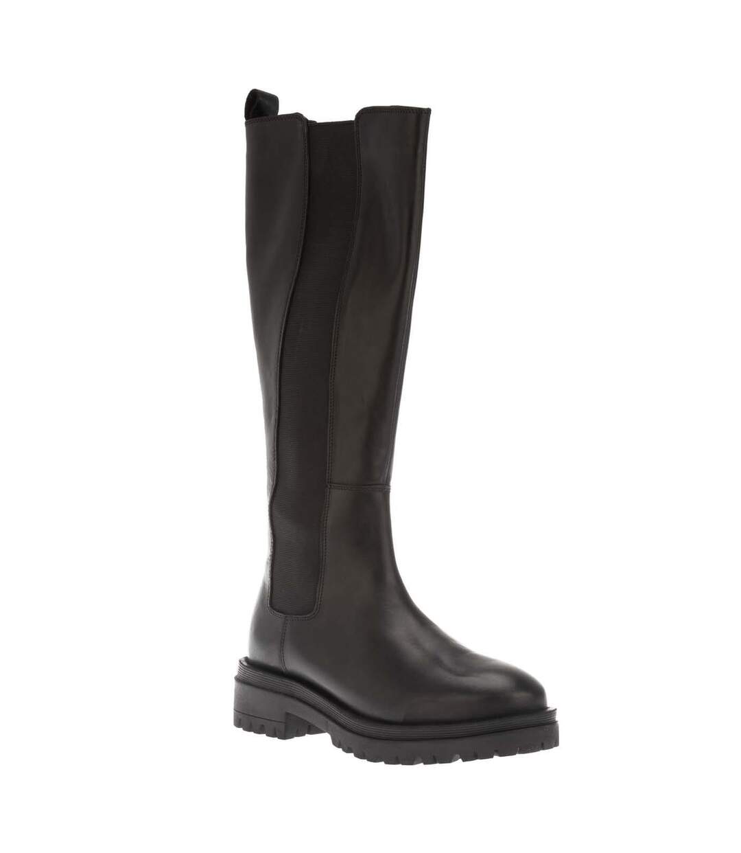Womens/ladies tenley leather elasticated knee-high boots black Dune London-1
