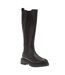 Womens/ladies tenley leather elasticated knee-high boots black Dune London-1
