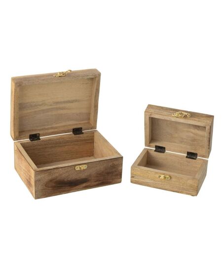Lot de 2 Boîtes Déco en Bois Cœur 20cm Rose & Naturel