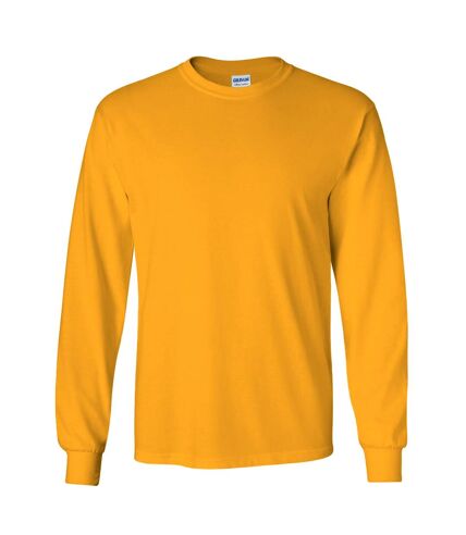 Gildan Mens Plain Crew Neck Ultra Cotton Long Sleeve T-Shirt (Gold) - UTBC477