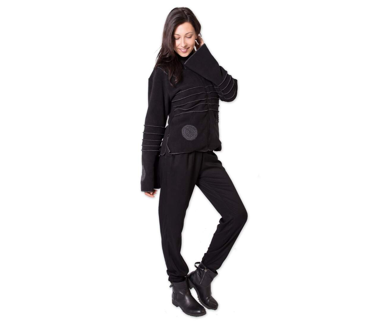 Veste polaire à capuche SINNAMARY noire Coton Du Monde-3