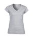 T-shirt À Manches Courtes Et Col En V Femme Gris Sport Gildan-2