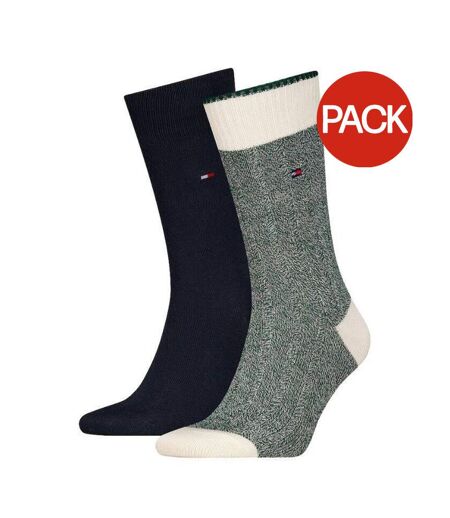 Chaussettes Motif/style Détail Contrasté Homme Bleu Marine Vert Tommy Hilfiger