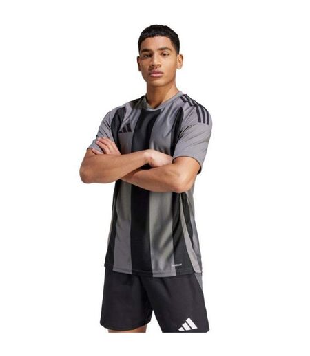 Maillot De Foot Style À Rayures Homme Noir Gris Adidas