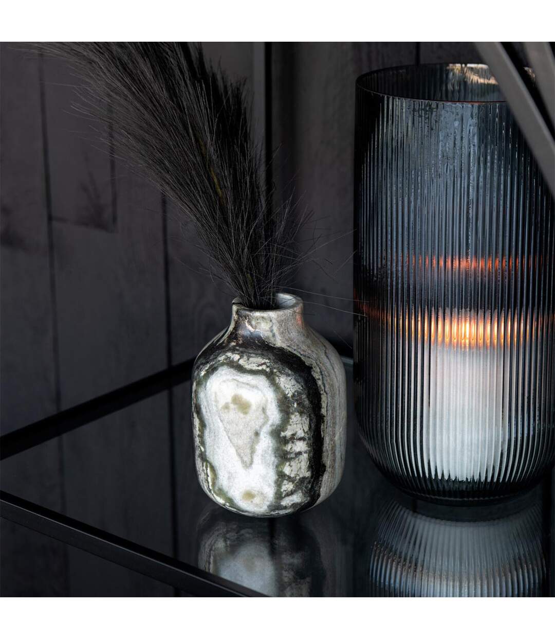 Vase Déco en Marbre Courchevel 15cm Gris Clair-2