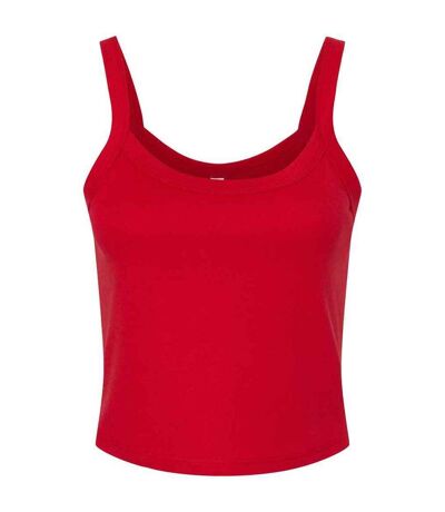 Womens/ladies plain micro-rib spaghetti strap tank top solid red Bella + Canvas