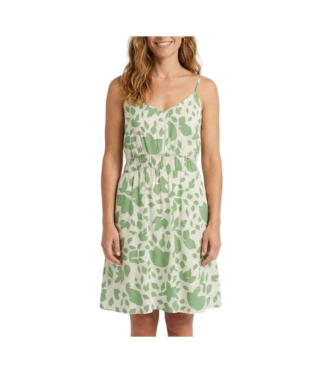 Robe beige/verte femme only selina-1