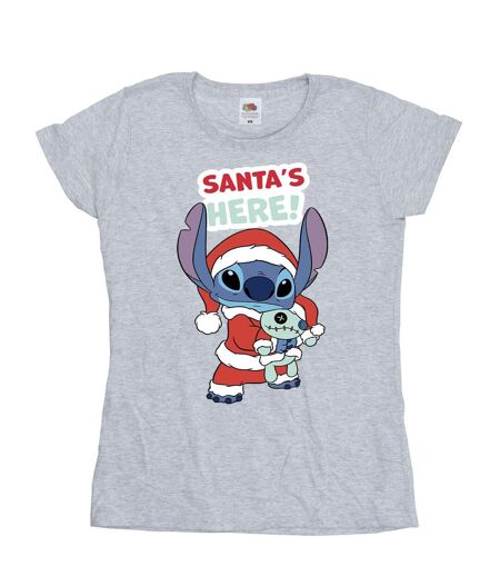 Disney Femmes/Les femmes Lilo & Stitch Santa's Here - T-shirt en coton (Gris sportif) - UTBI26052