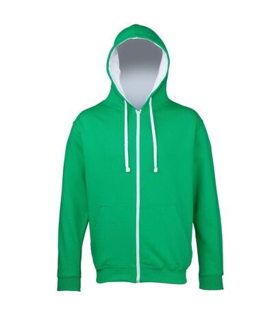 Veste zippée à capuche unisexe - JH053 - vert kelly et blanc