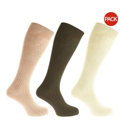 Chaussettes hautes homme beige/blanc cassé/vert Universal Textiles