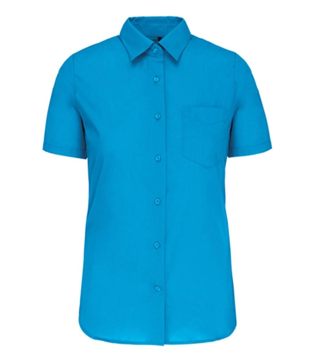 Chemise popeline manches courtes - Femme - K548 - bleu turquoise