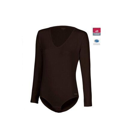 IMPETUS Body Manches longues Col V Femme Coton Viscose INNOVATION Chocolat