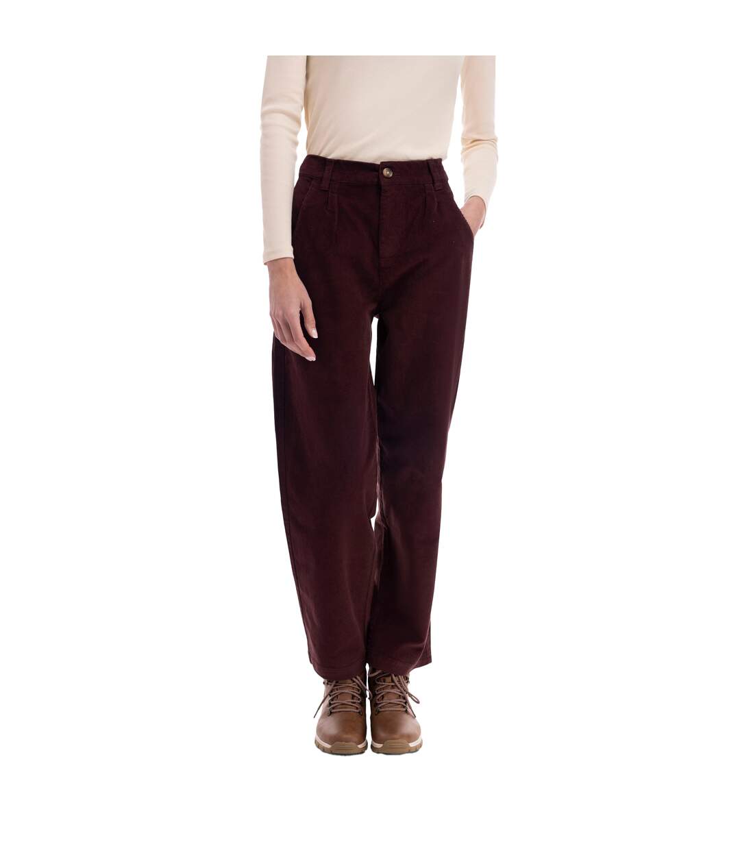 Pantalon Uni À Taille Élastiquée Loz Femme Marron Foncé Trespass-4
