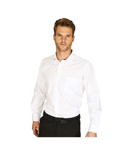 Absolute Apparel Mens Long Sleeved Classic Poplin  Shirt (White) - UTAB117