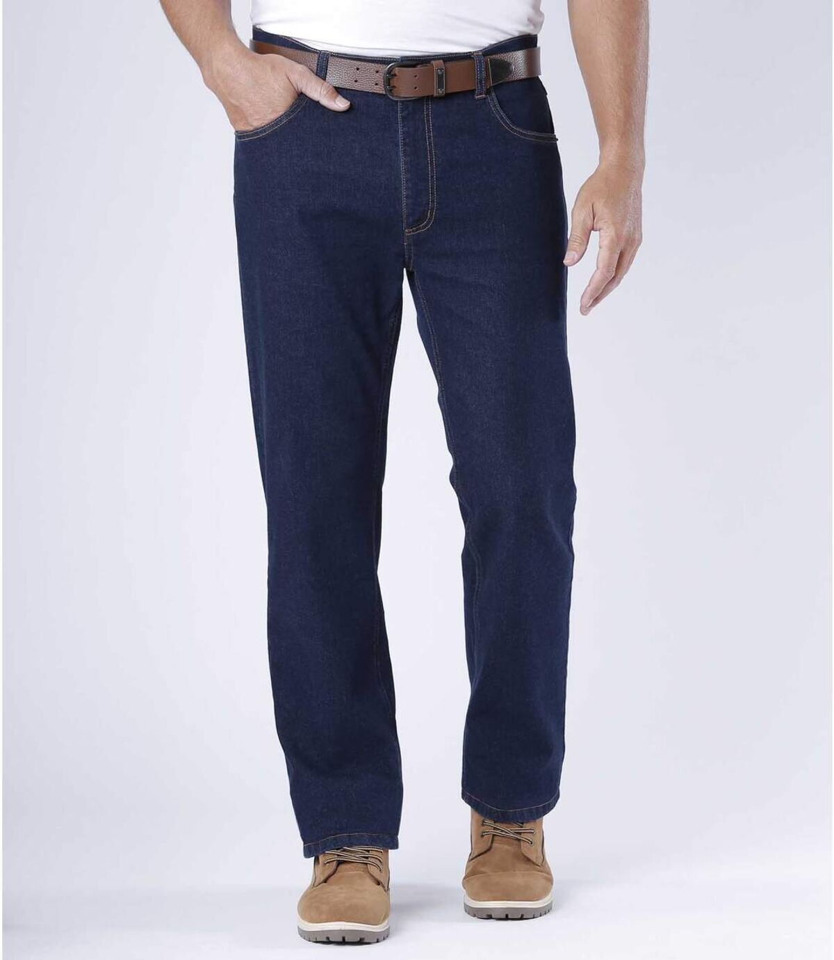 Men's Dark Blue Stretch Jeans - Regular Fit Atlas For Men