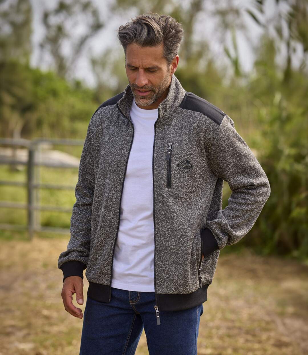 Le Gilet Molleton Zippé Chiné-6