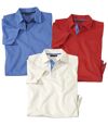 Zestaw 3 jednokolorowych koszulek polo Atlas For Men