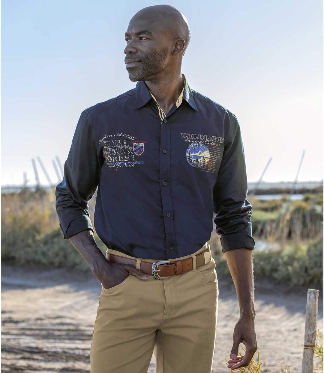 Men's Long Sleeve Poplin Shirt - Navy Atlas For Men