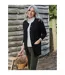 Womens/ladies Lambswool Crew Neck Cardigan Black WoolOvers-1