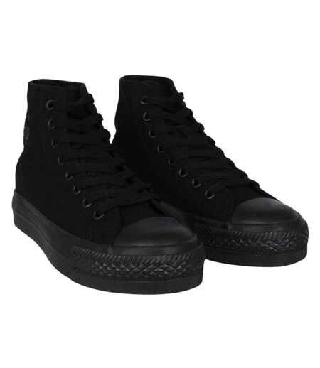 Womens/ladies Canvas High-top Platform High Top Trainers Black SoulCal