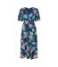 Robe Mi-longue Motif/style Floral Femme Bleu Marine Yumi-2