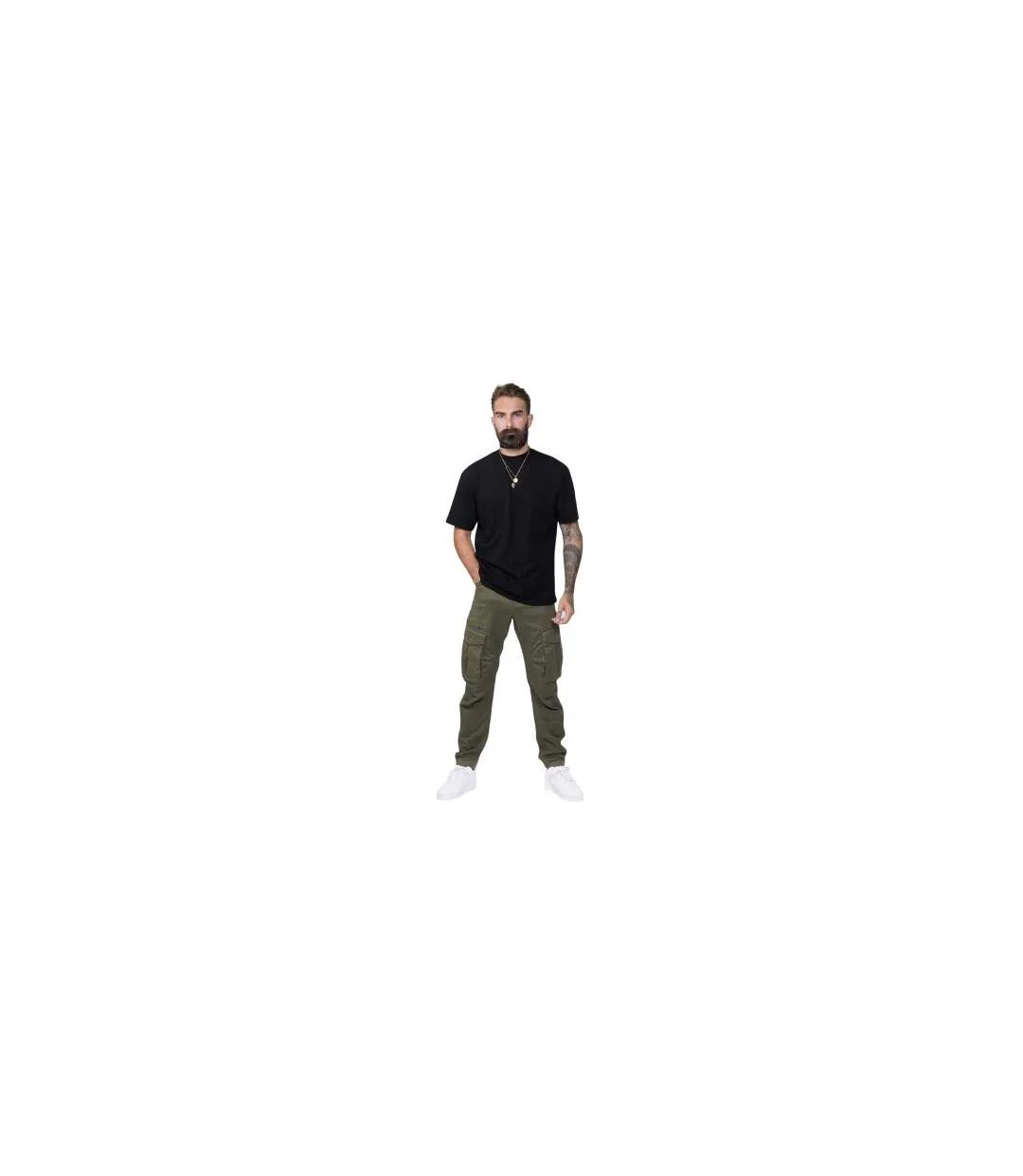 Pantalon À Poches Homme Vert Kaki Firetrap-1