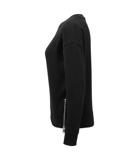 Womens/ladies Recycled Zipped Sweatshirt Black TriDri