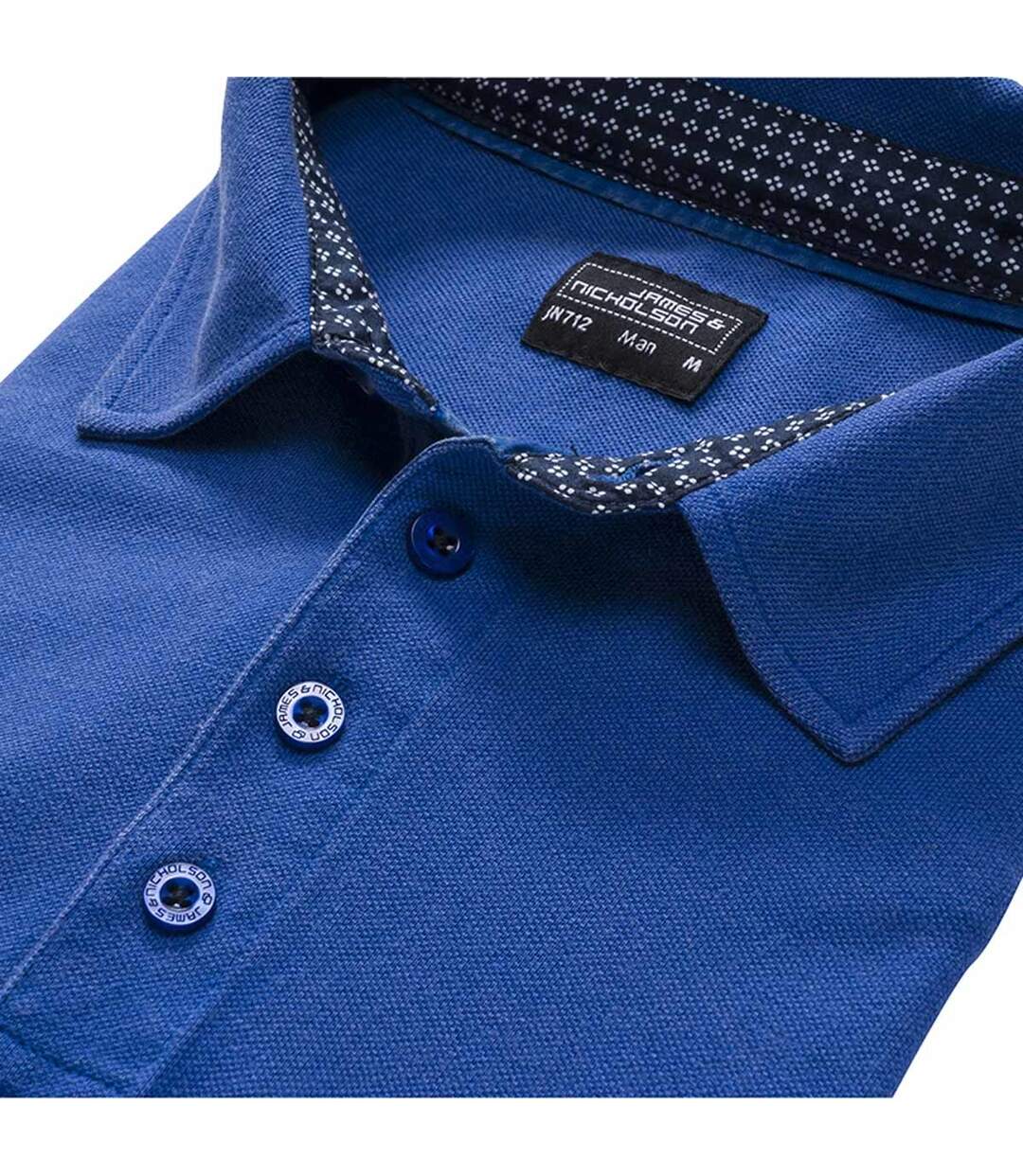 Polo homme manches courtes col imprimé - JN712 - bleu roi