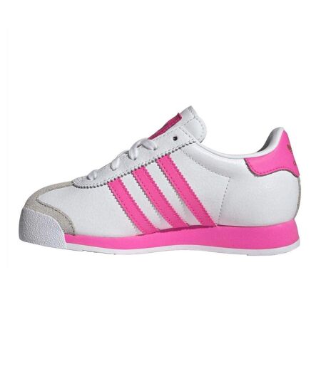 Childrens/kids Samoa Stripes Leather Trainers White Adidas