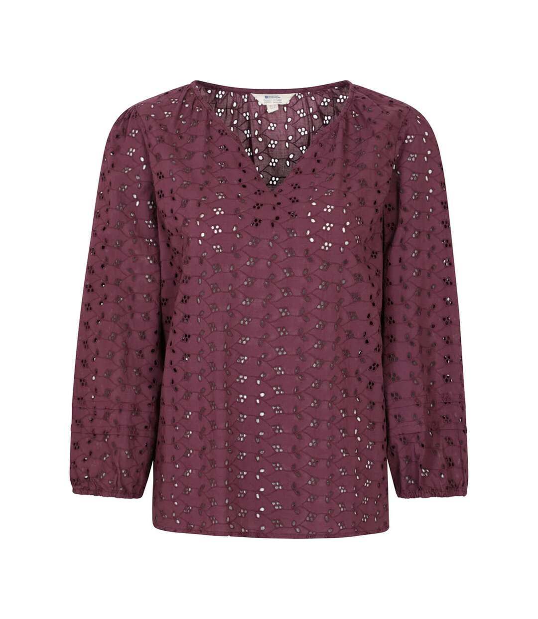 Womens/ladies Broderie Lightweight 3/4 Sleeve Casual Shirt Purple Mountain Warehouse-2