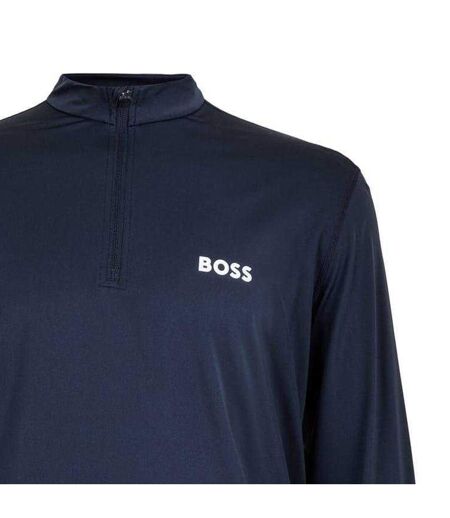 Mens Performance Quarter Zip Long-sleeved Top Grey Boss