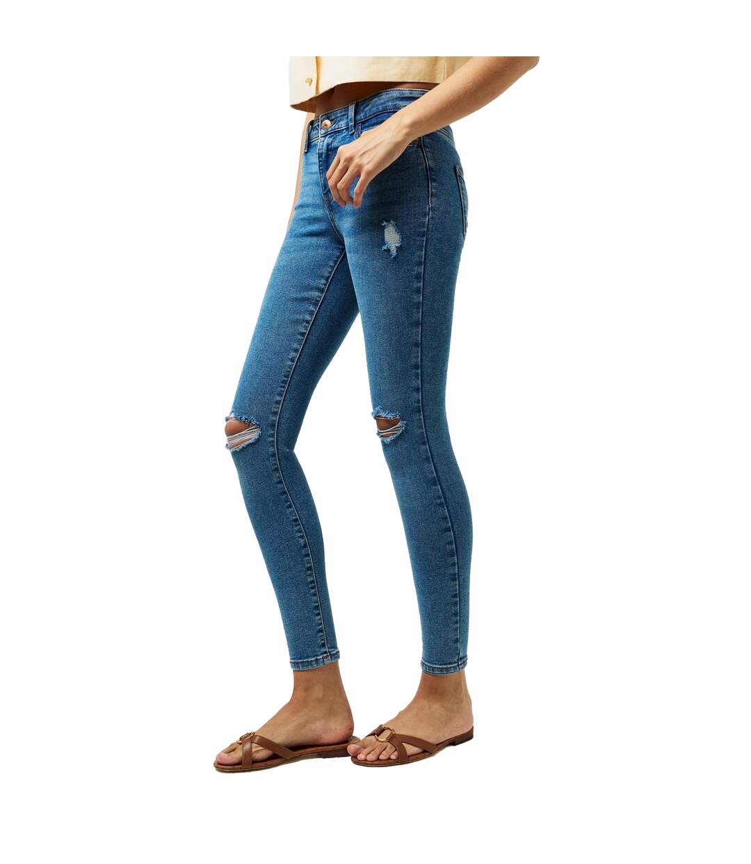 Jean Motif/style Usé Femme Bleu Pieces-4