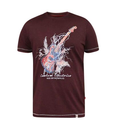 D555 Mens Redbourn Lightening Guitar T-Shirt (Burgundy) - UTDC436
