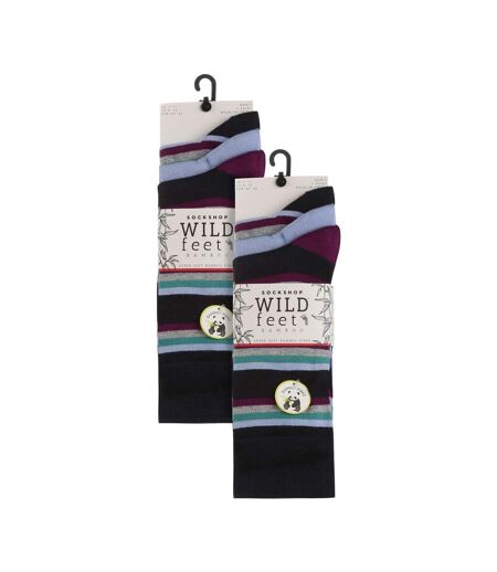 Wildfeet - 6 Paires Homme Chaussettes Bambou Rayures Rigolotes