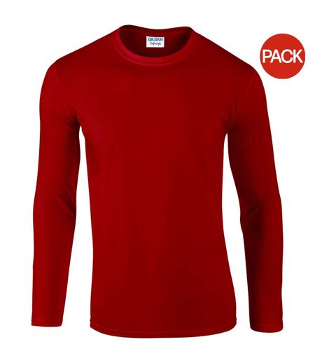 Lot de 5  t-shirts manches longues hommes rouge Gildan