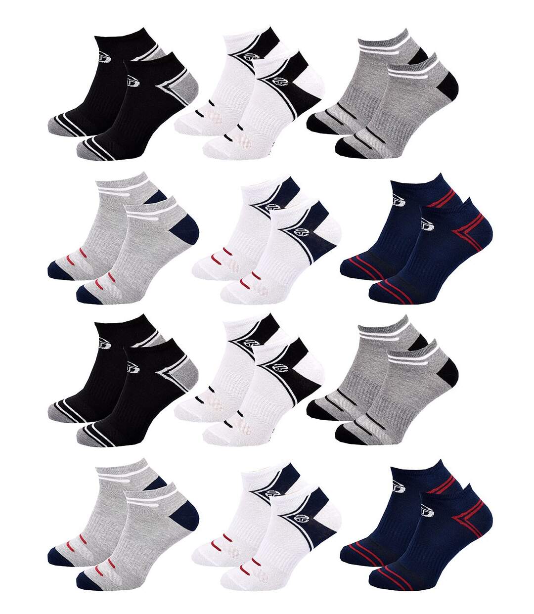 Chaussettes Homme SNEAKER SERGIO TACCHINI Lot de 12 Pack de 12 Paires 2201-1