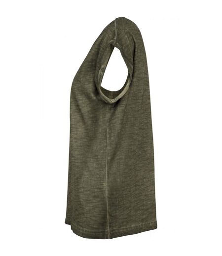 T-shirt Motif/style Teinture Par Pulvérisation Femme Olive Build Your Brand