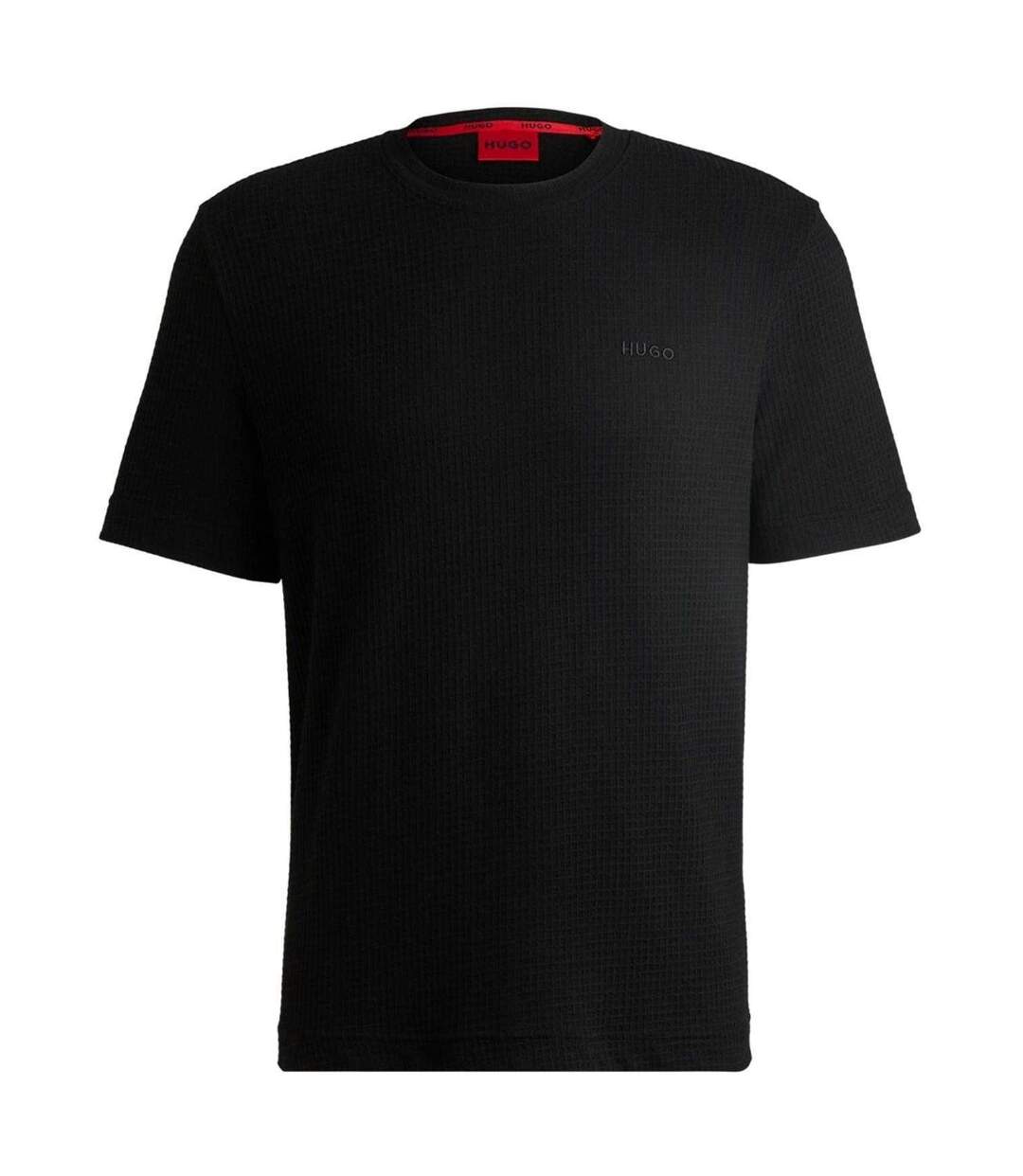 Mens Waffle Regular T-shirt Black Hugo-1