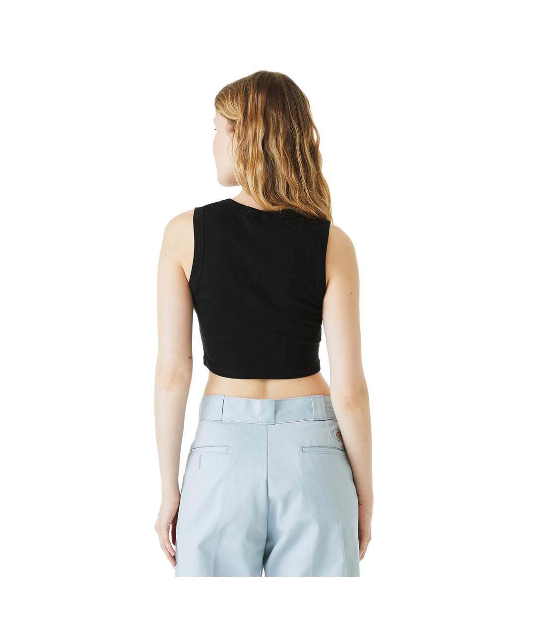 Womens/ladies heather micro-rib cropped muscle tank top solid black Bella + Canvas-2