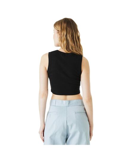 Womens/ladies heather micro-rib cropped muscle tank top solid black Bella + Canvas