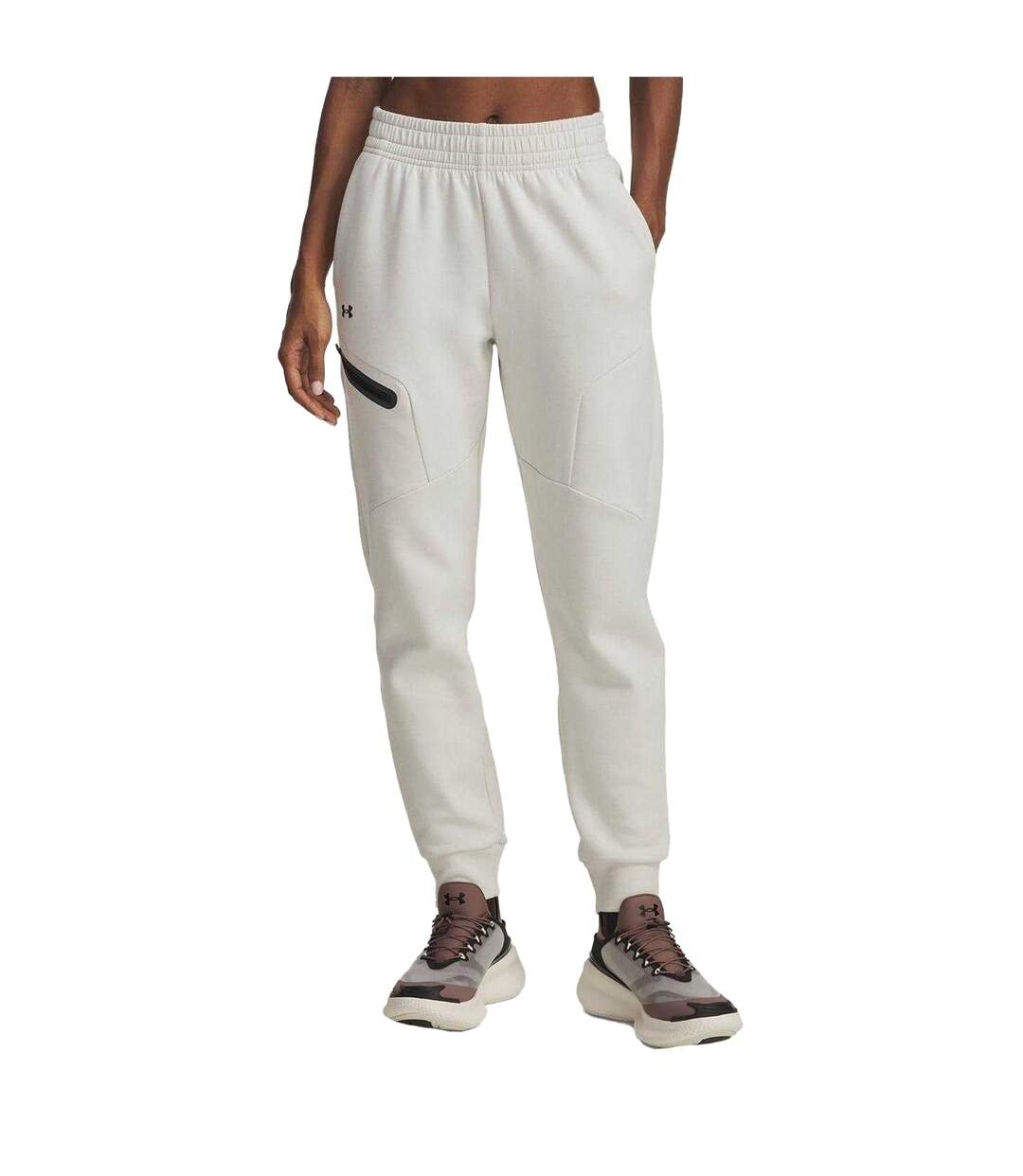Womens/ladies Unstoppable Fleece Athletic Joggers White Under Armour-2