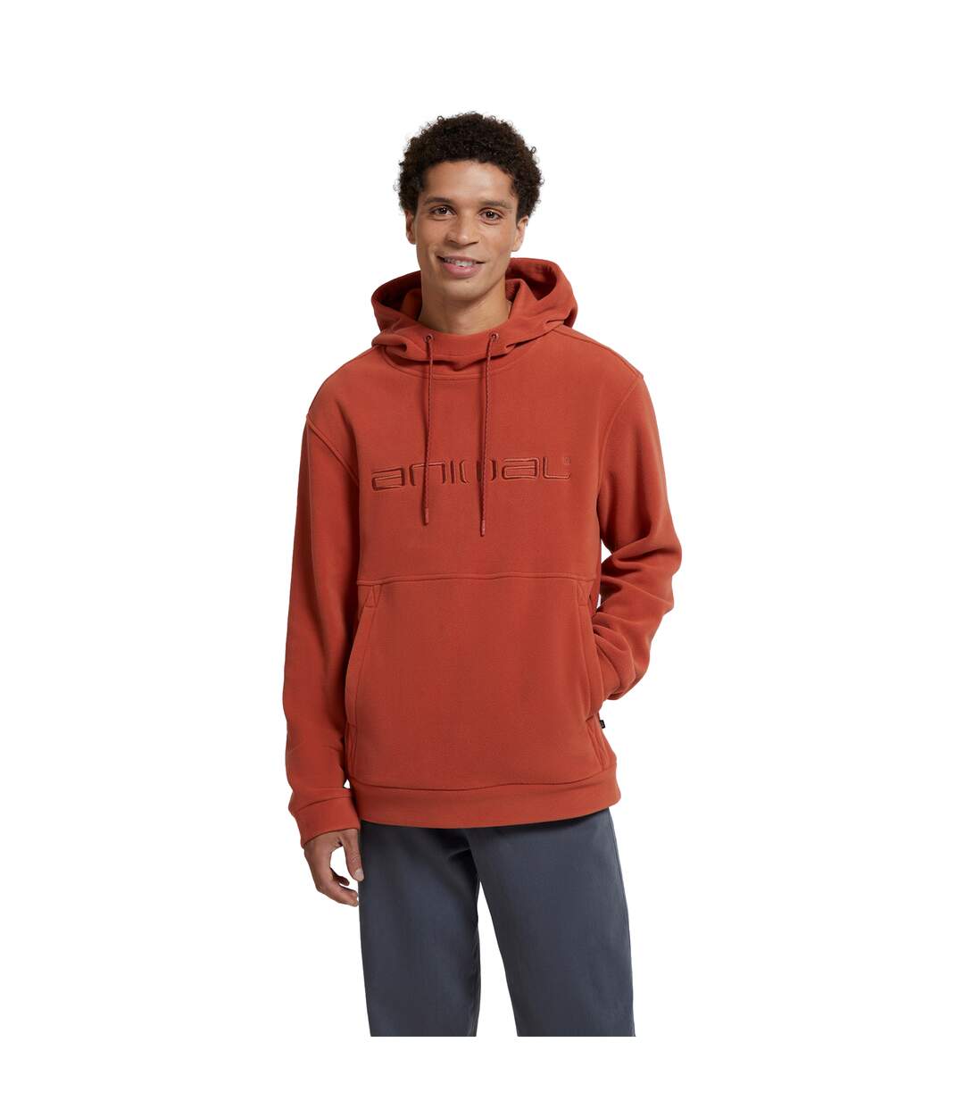 Mens louis fleece hoodie orange Animal