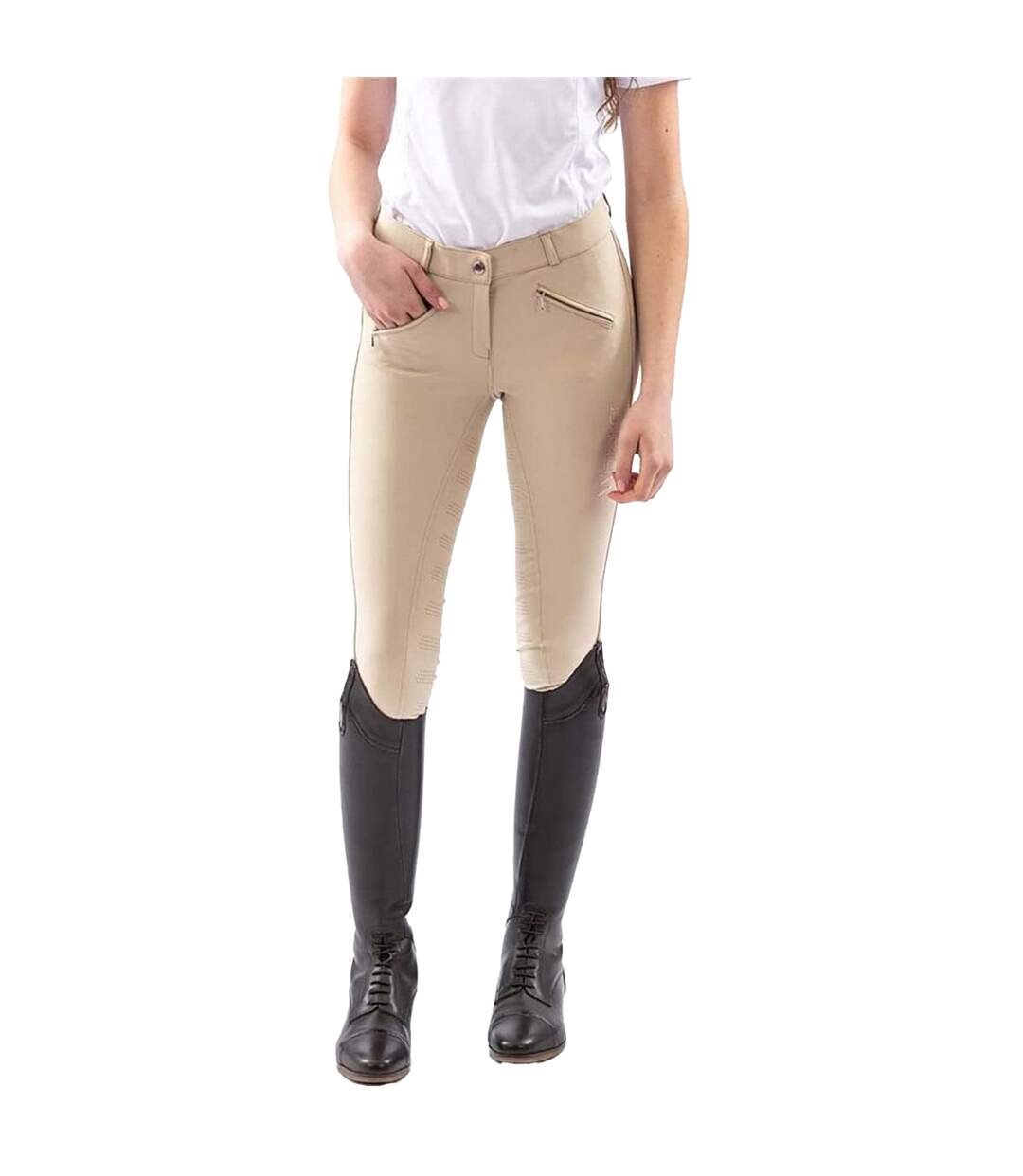 Womens/ladies Miami Silicone Seat Breeches Beige Whitaker-1