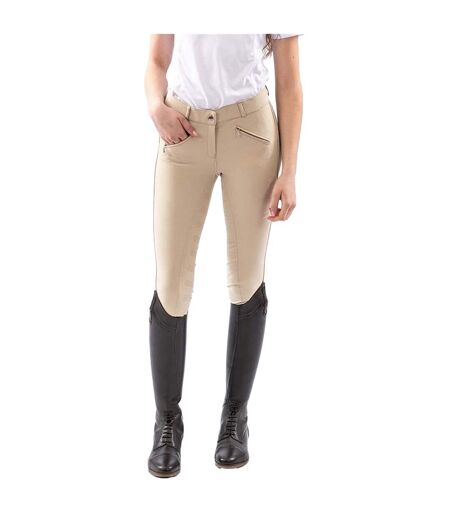 Womens/ladies Miami Silicone Seat Breeches Beige Whitaker