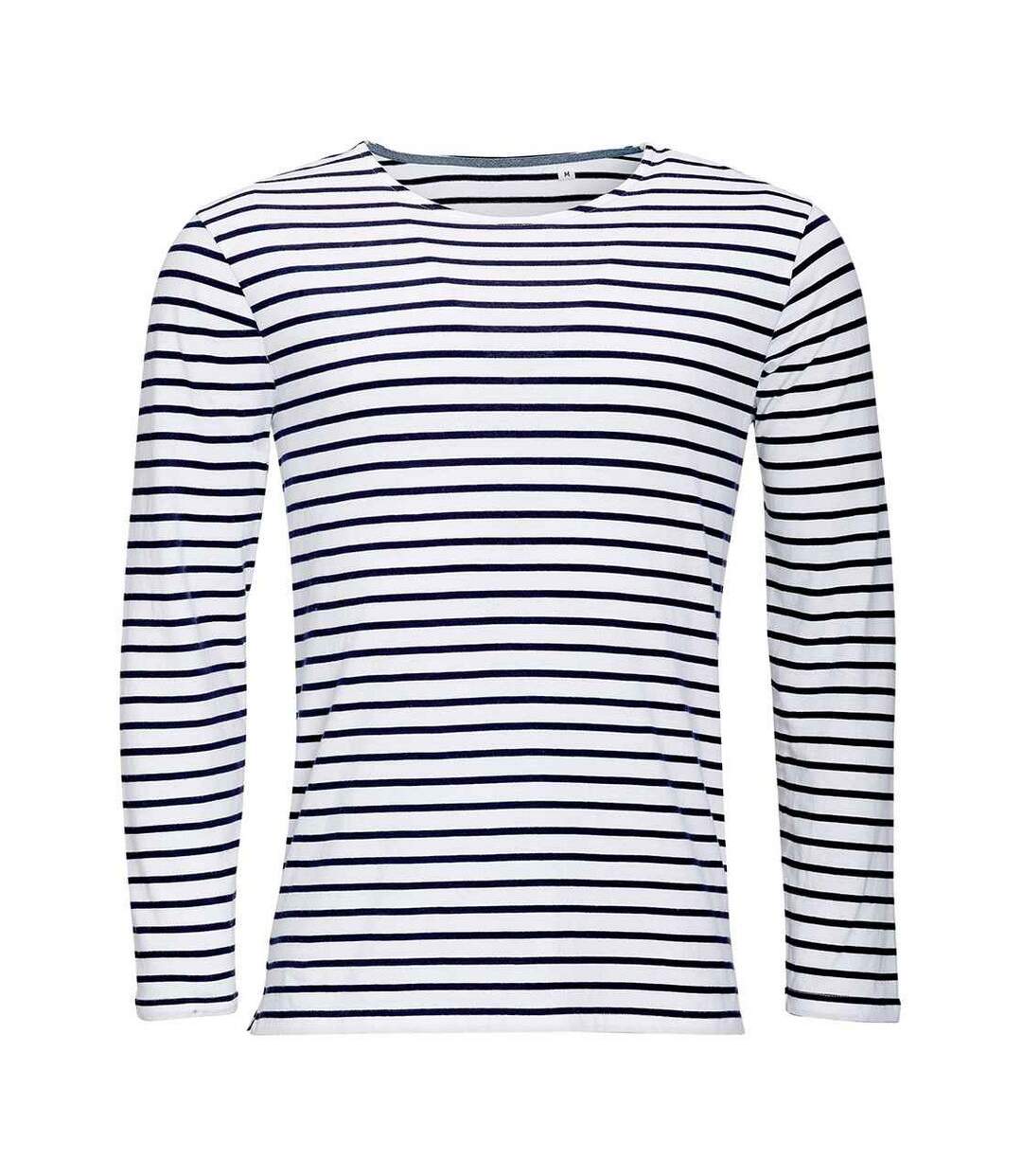 T-shirt Marine Homme Blanc Bleu Marine SOLS-1