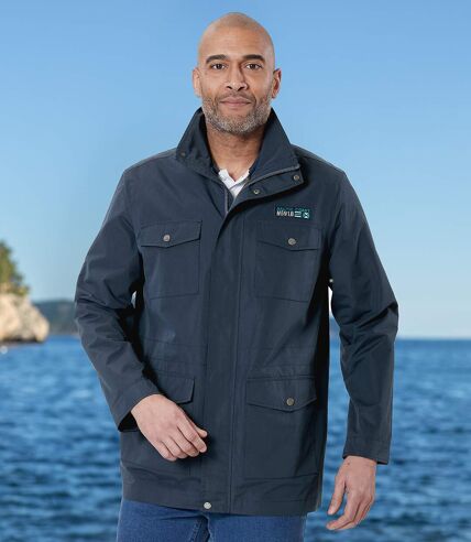 Men's Navy Multipocket Windbreaker - Water-Repellent 