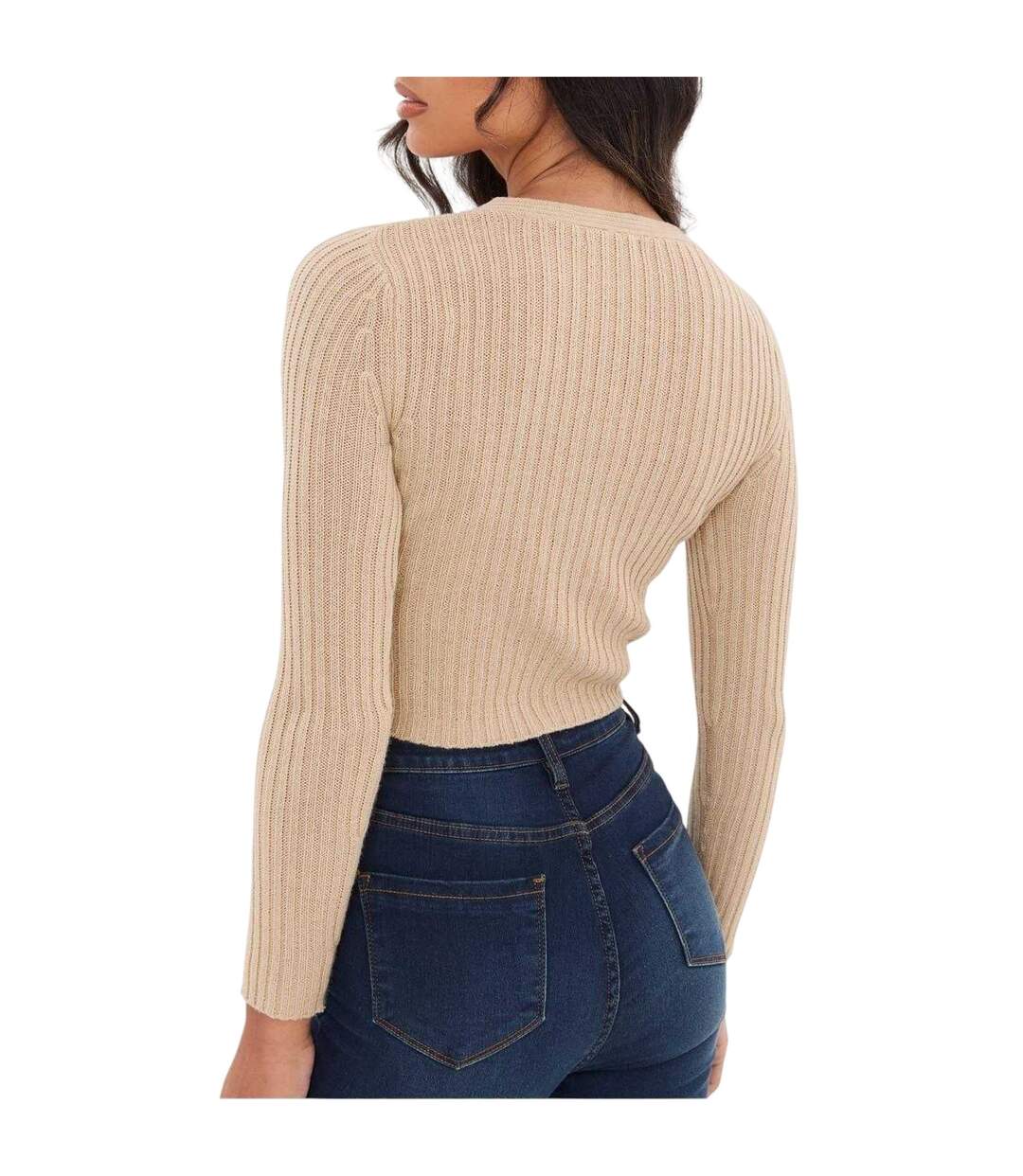 Womens/ladies Fine Gauge Cropped Cardigan Oatmeal I Saw It First-3