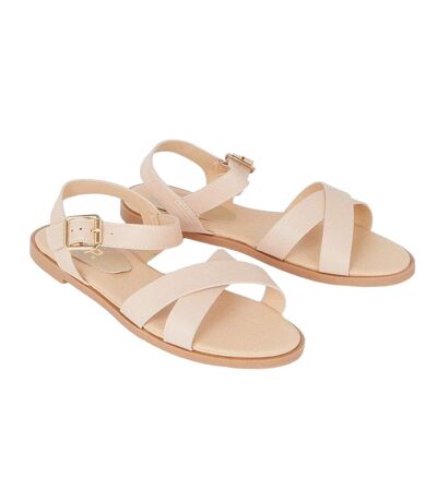 Womens/ladies florence crossover wide flat sandals blush Dorothy Perkins