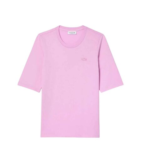 Womens/ladies Cotton Soft 3/4 Sleeve T-shirt Pink Lacoste